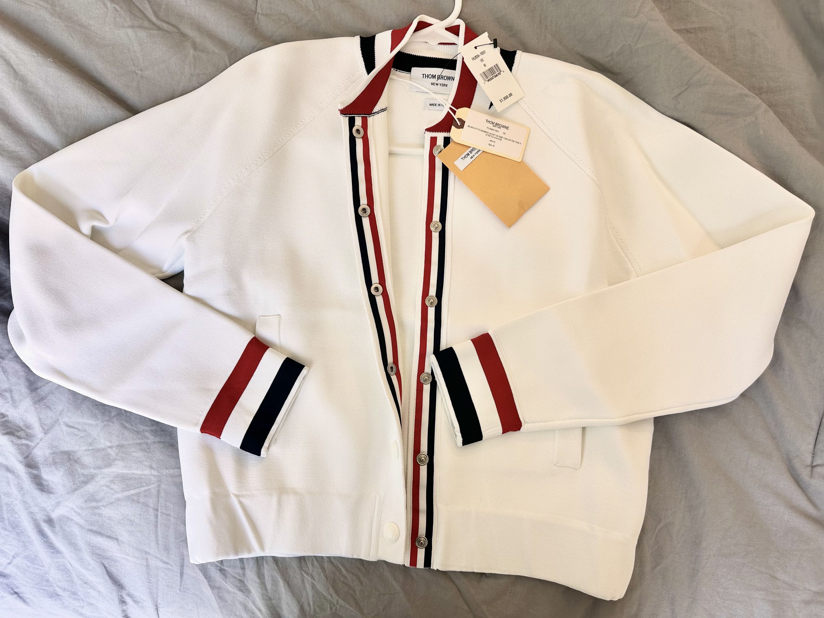 Thom Browne Thom Browne RWB Stripe Bomber Jacket Size S / US 4 / IT 40 - 1 Thumbnail