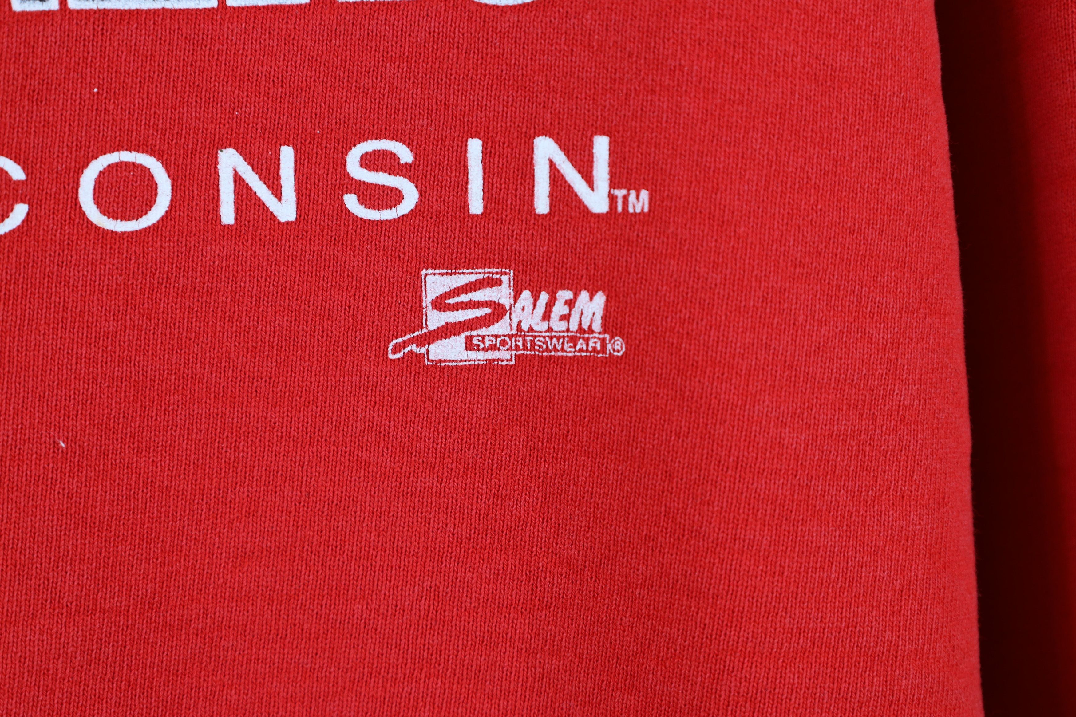 Vintage Vintage 90s Heavy University of Wisconsin Sweatshirt Red USA Size US XL / EU 56 / 4 - 5 Thumbnail