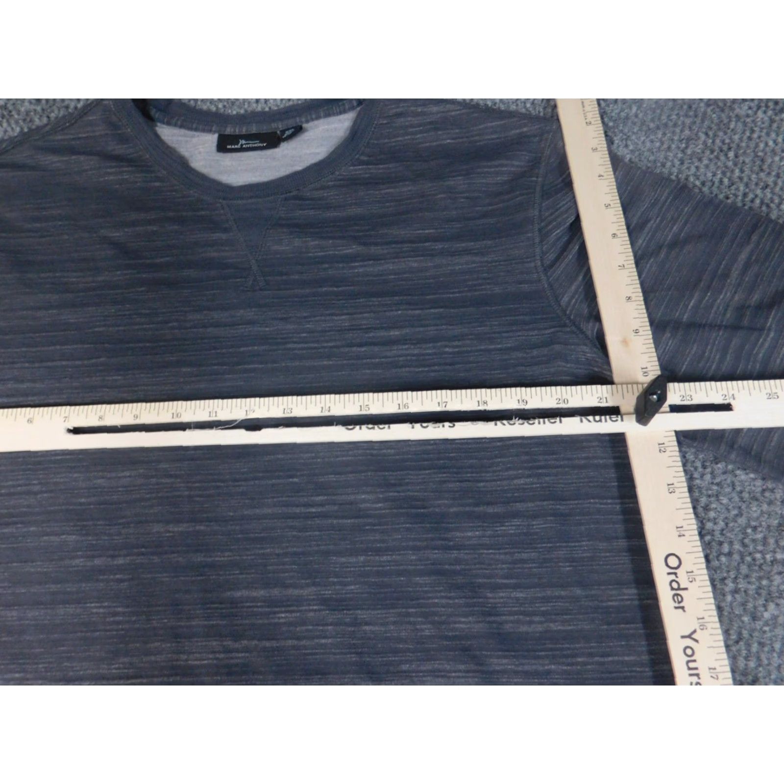 Marcs Marc Anthony Mens Shirt L Gray Striped Long Sleeve Crew Neck Knit Cotton Polyester Logo Breathable Regular American Beach Fish T-Shirt Mens Size US L / EU 52-54 / 3 - 4 Thumbnail