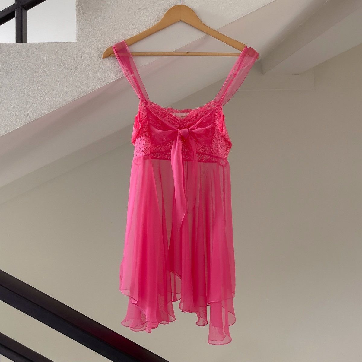 Victoria's Secret 1990s Hot Pink Chiffon Slip Dress (SL)