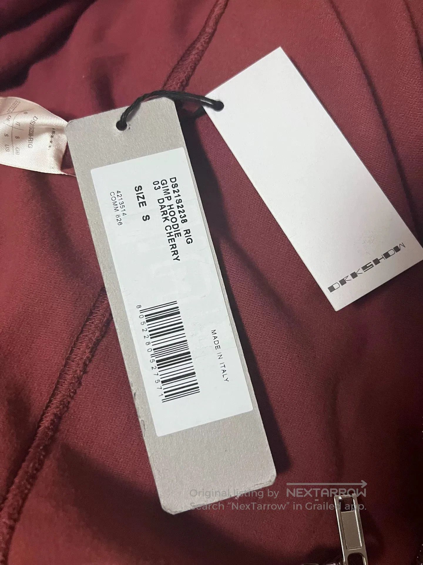 Rick Owens Rick Owens Dark Cherry Zip Hoodie Size S. Size US S / EU 44-46 / 1 - 4 Thumbnail