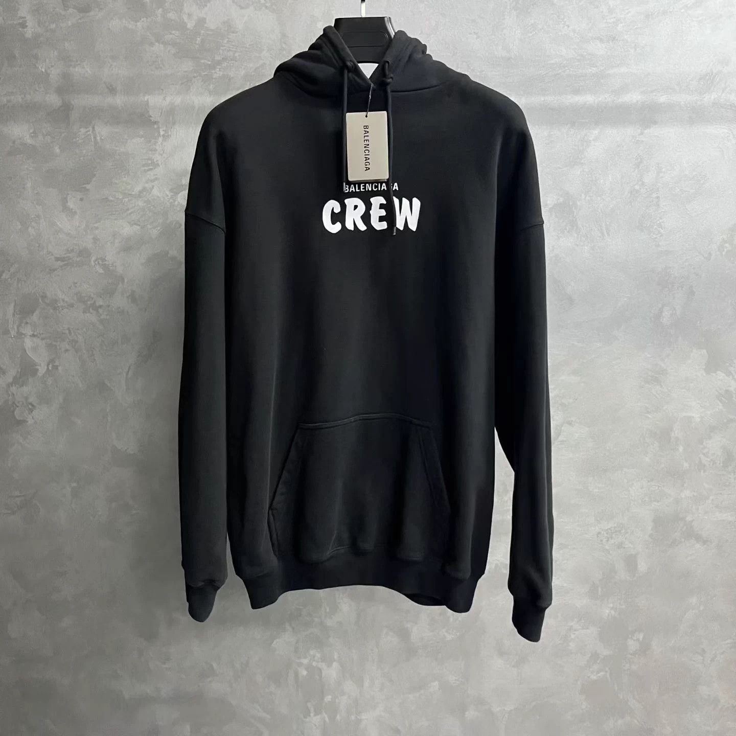 Balenciaga Balenciaga Black Crew Logo Print Hoodie S Size S / US 4 / IT 40 - 1 Thumbnail