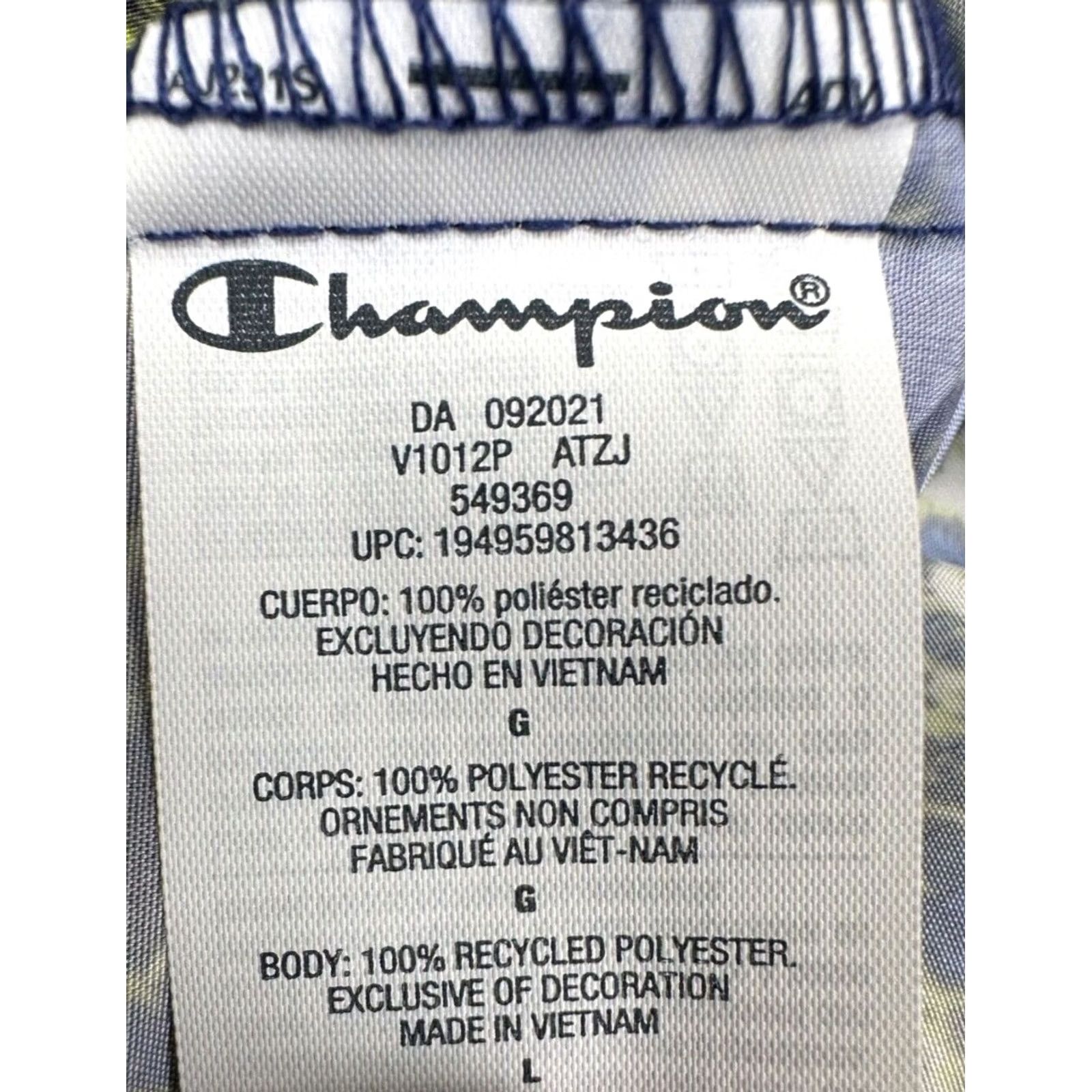 Champion Champion Jacket Mens Large Blue Geometric Windbreaker Hooded 1/2 Zip Lightweight Regular Fit Outer Shell Polyester Size US L / EU 52-54 / 3 - 7 Thumbnail