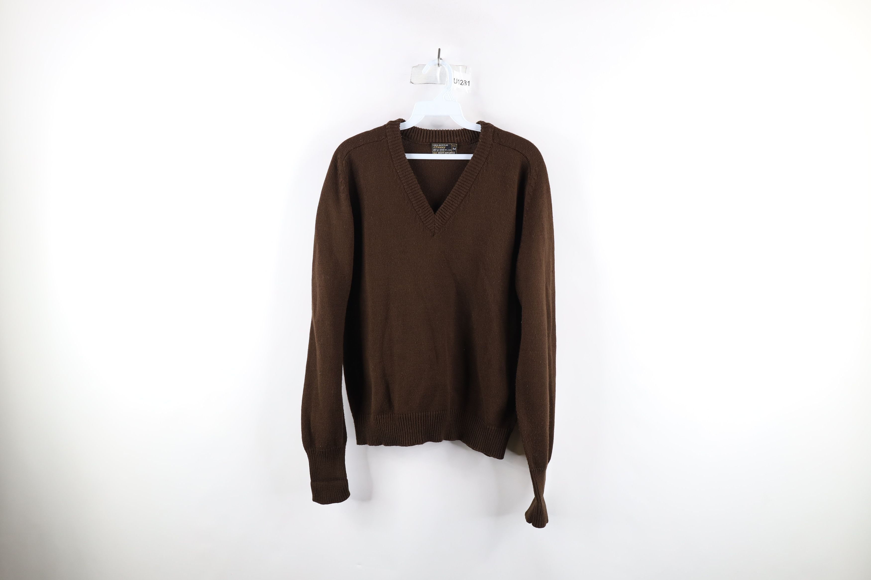 Vintage Vintage 70s Streetwear Blank Knit V-Neck Sweater Brown Size M / US 6-8 / IT 42-44 - 1 Preview