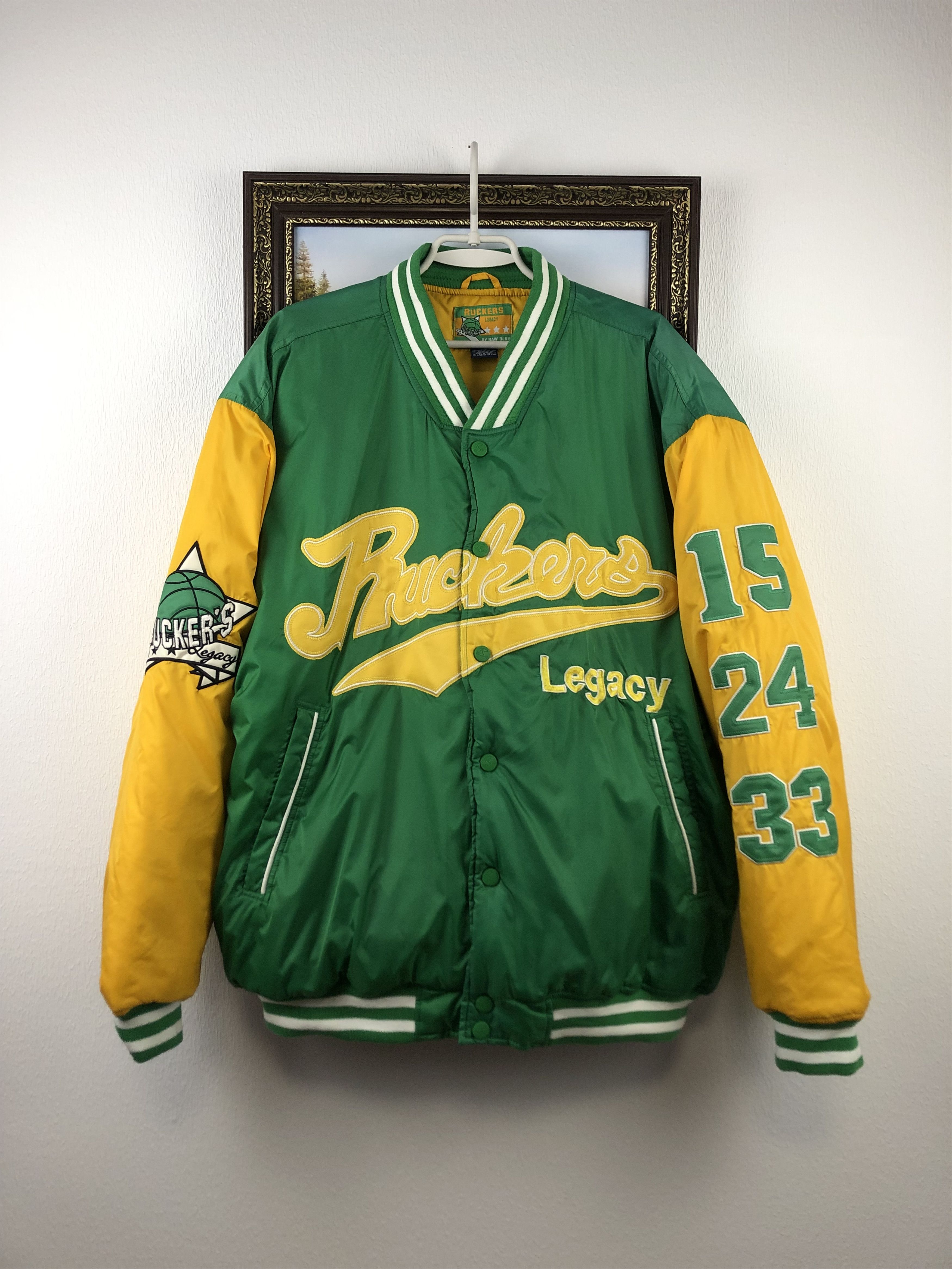 Vintage Ruckers Legacy by Raw Blue Satin Button Front Jacket Bomber Size US XXL / EU 58 / 5 - 1 Thumbnail