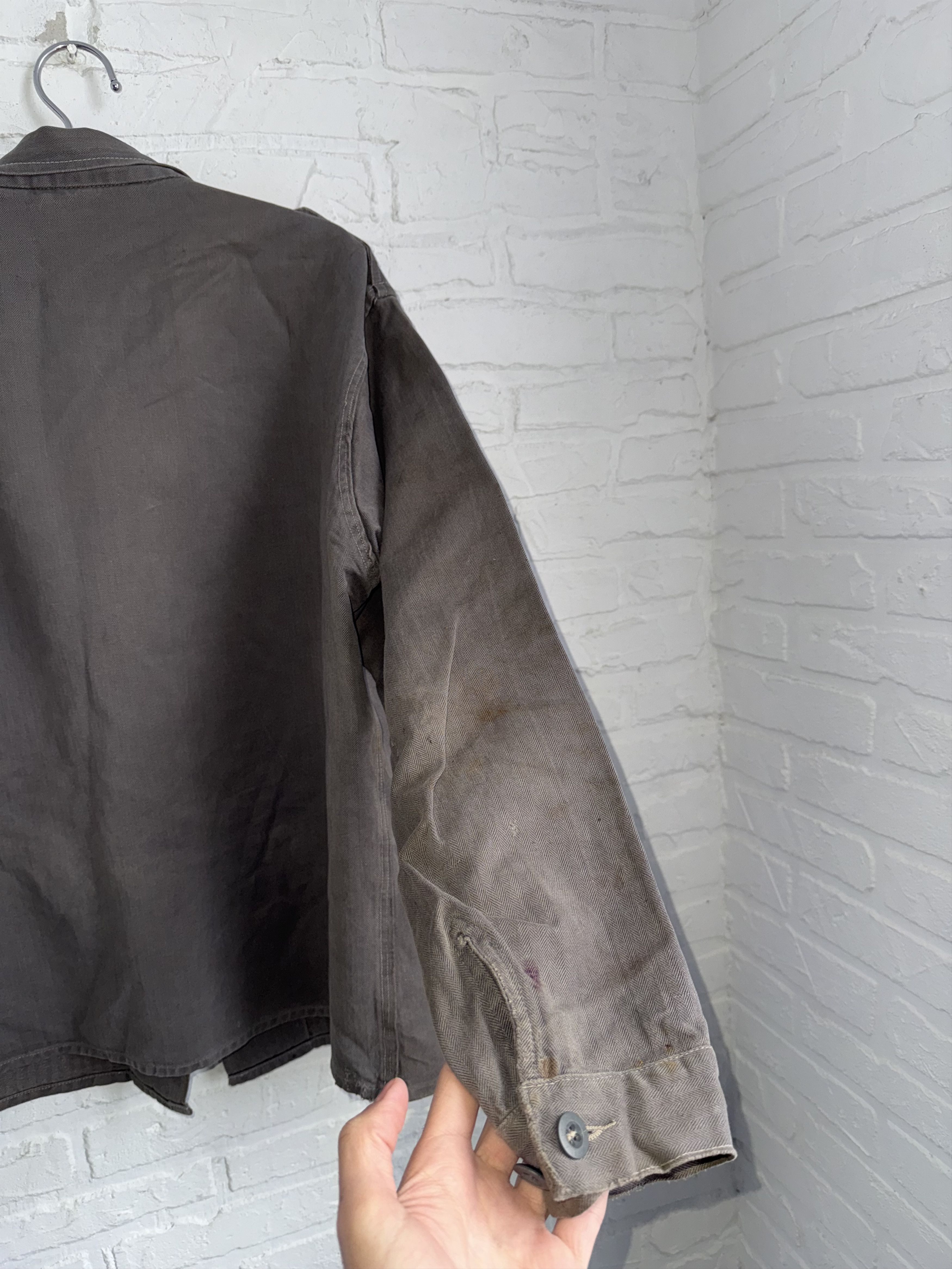 Vintage RARE 1930s 1940s Brown Moleskin French Chore Jacket Size US L / EU 52-54 / 3 - 17 Thumbnail