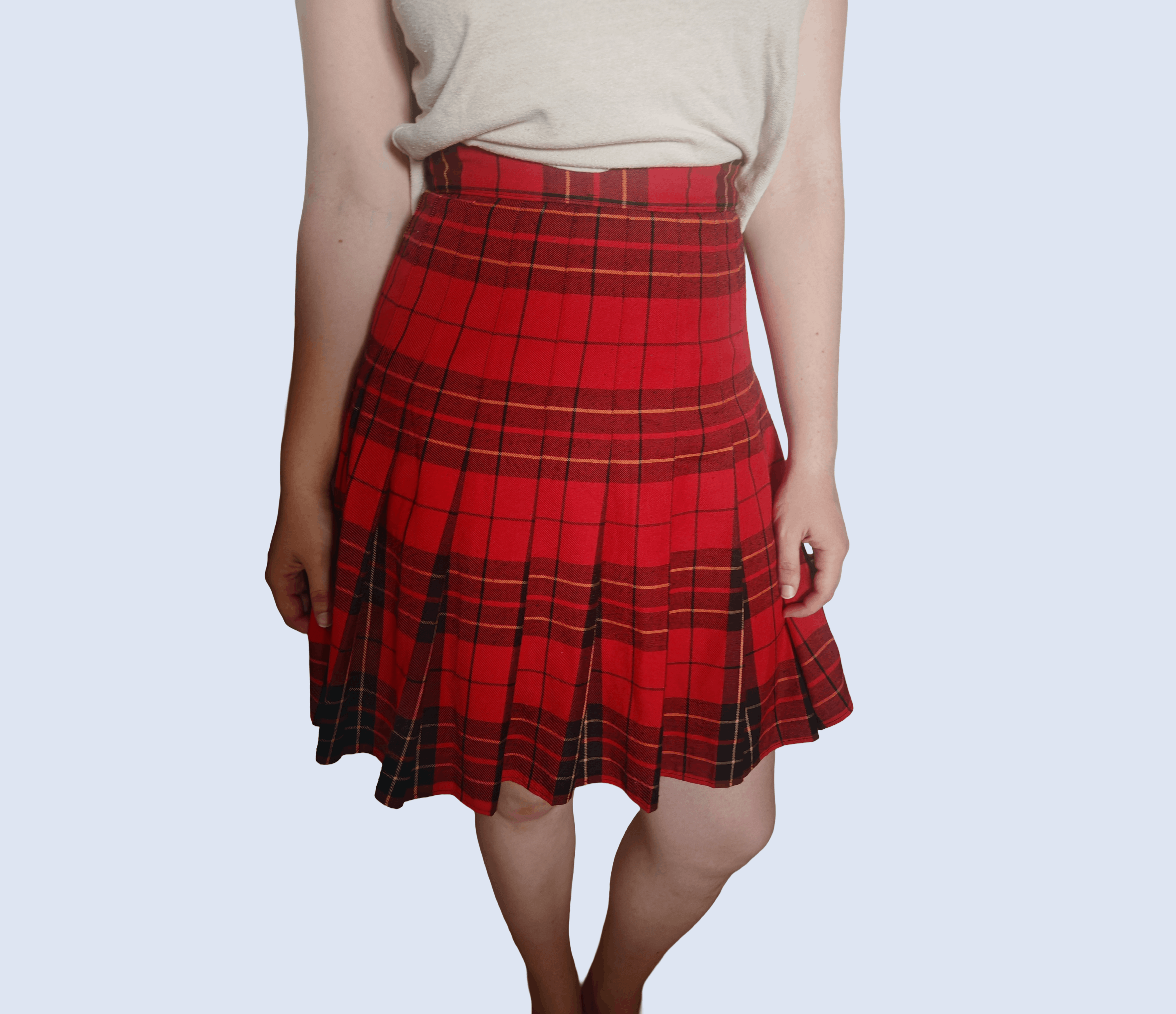 Other Vintage Pola Red Plaid Pleated Tartan Skirt Size 28" / US 6 / IT 42 - 1 Thumbnail