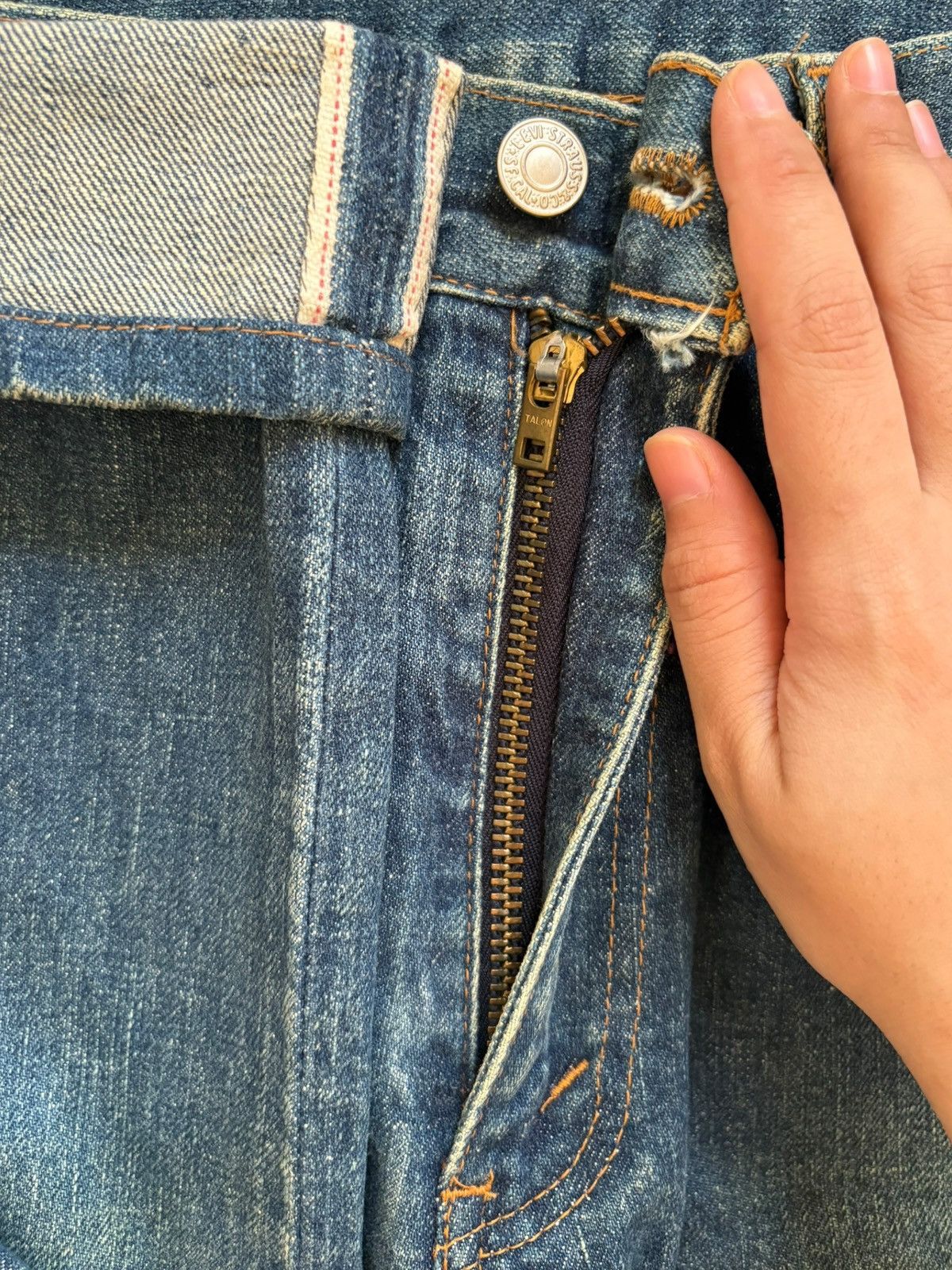 Levi's Vintage 80s Levis 502XX Big E Selvedge Distress Rip Jeans Size US 29 - 4 Thumbnail