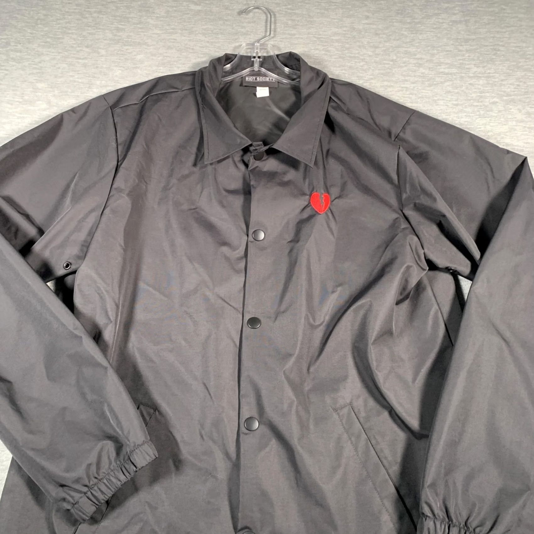 Coach Riot Society Jacket Mens XL Black Coach Snap Front Embroidered Heart Size US XL / EU 56 / 4 - 2 Thumbnail