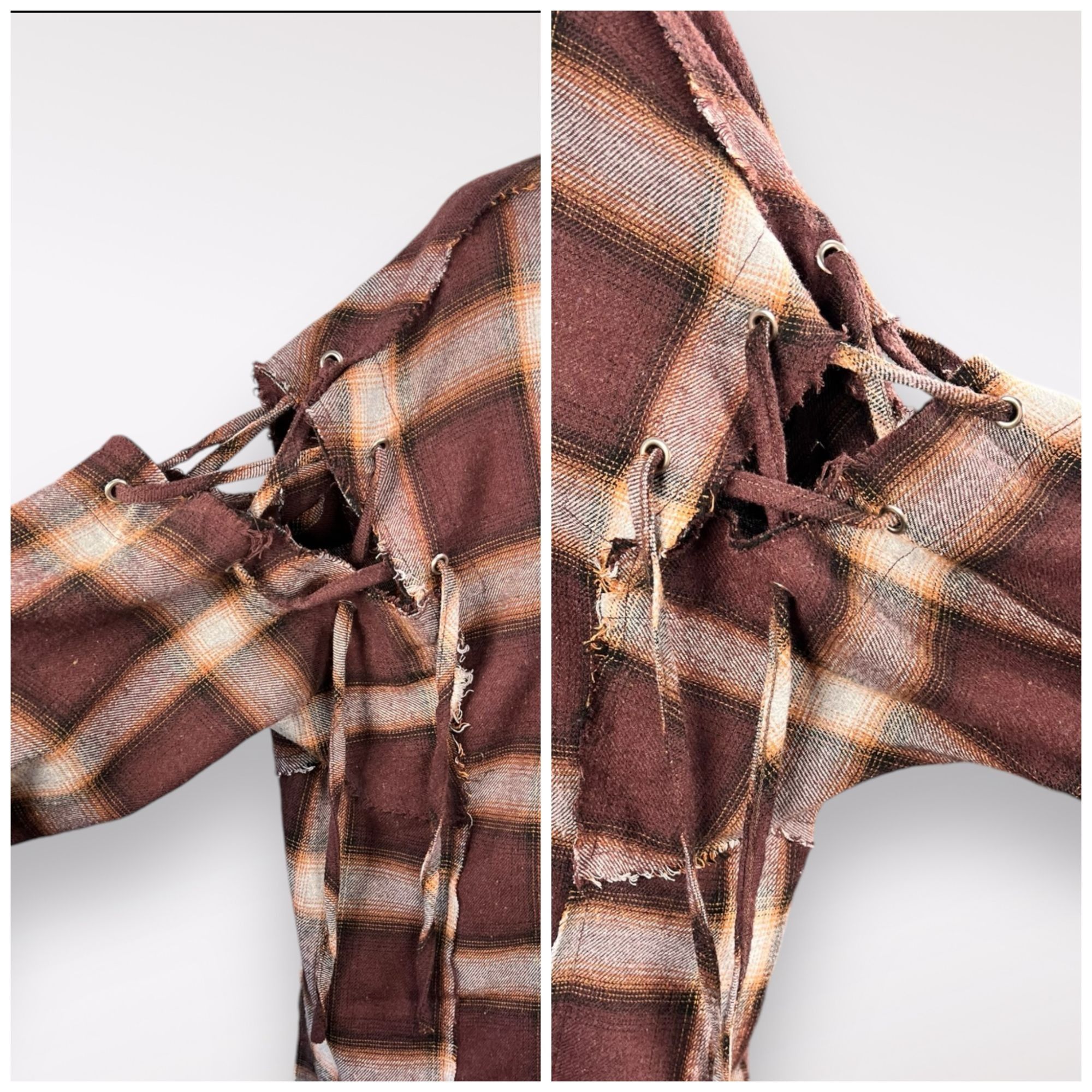 Designer POL Oversized Flannel Shirt Ombré Plaid Distressed Long Slee Size M / US 6-8 / IT 42-44 - 8 Thumbnail