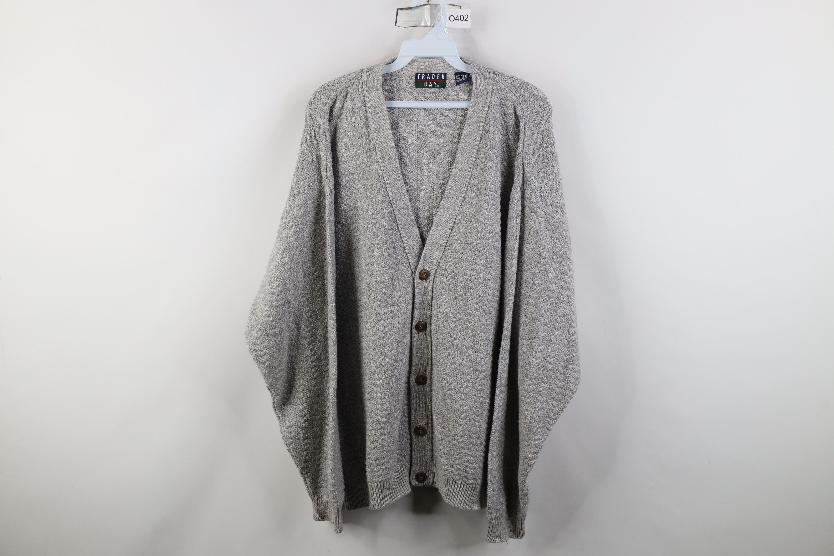 Vintage Vintage 90s Streetwear Cotton Knit Cardigan Sweater Gray USA Size US L / EU 52-54 / 3 - 1 Thumbnail