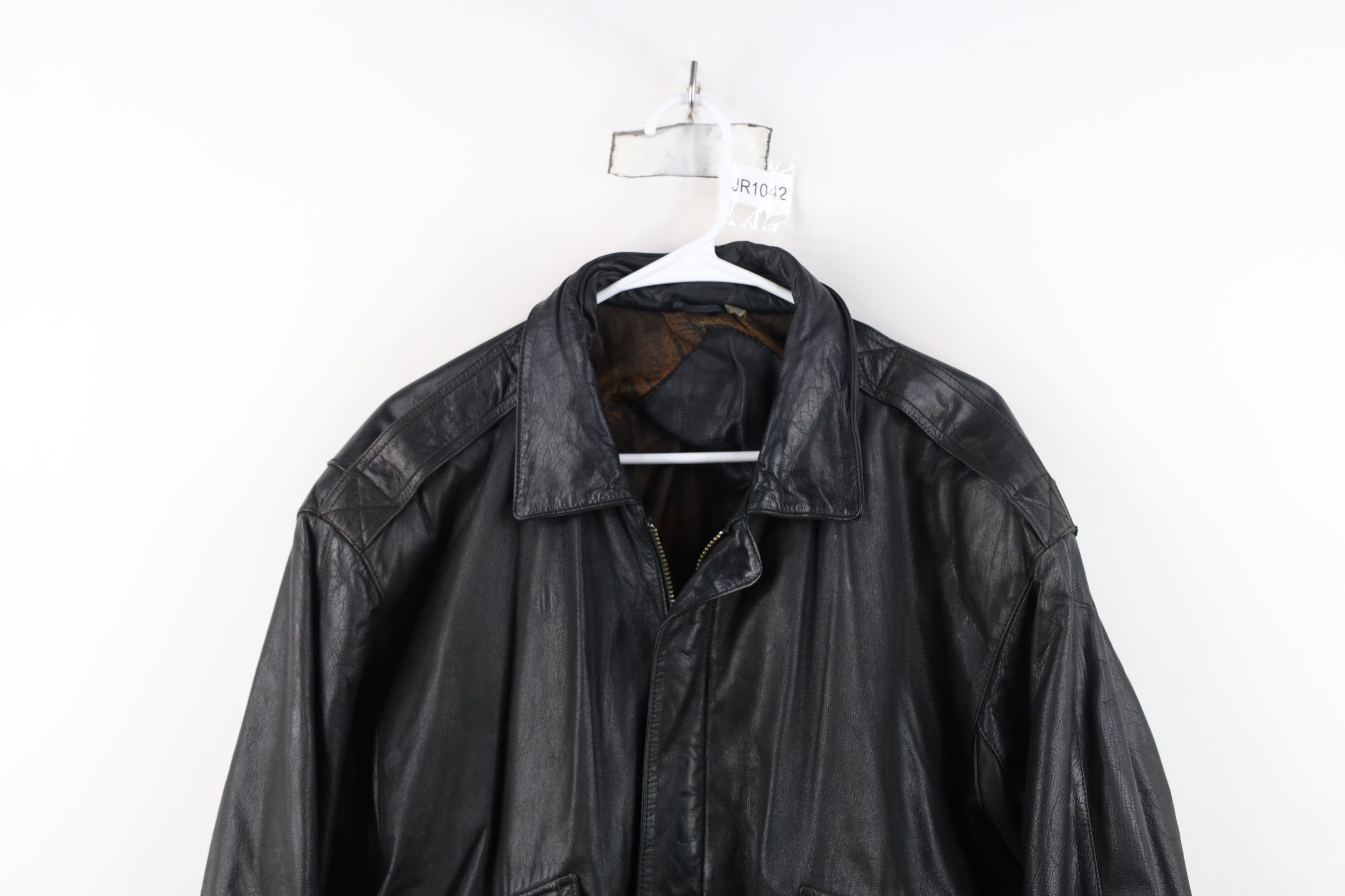 Vintage Vintage 90s Streetwear Leather Flight Bomber Jacket Black Size US L / EU 52-54 / 3 - 2 Thumbnail