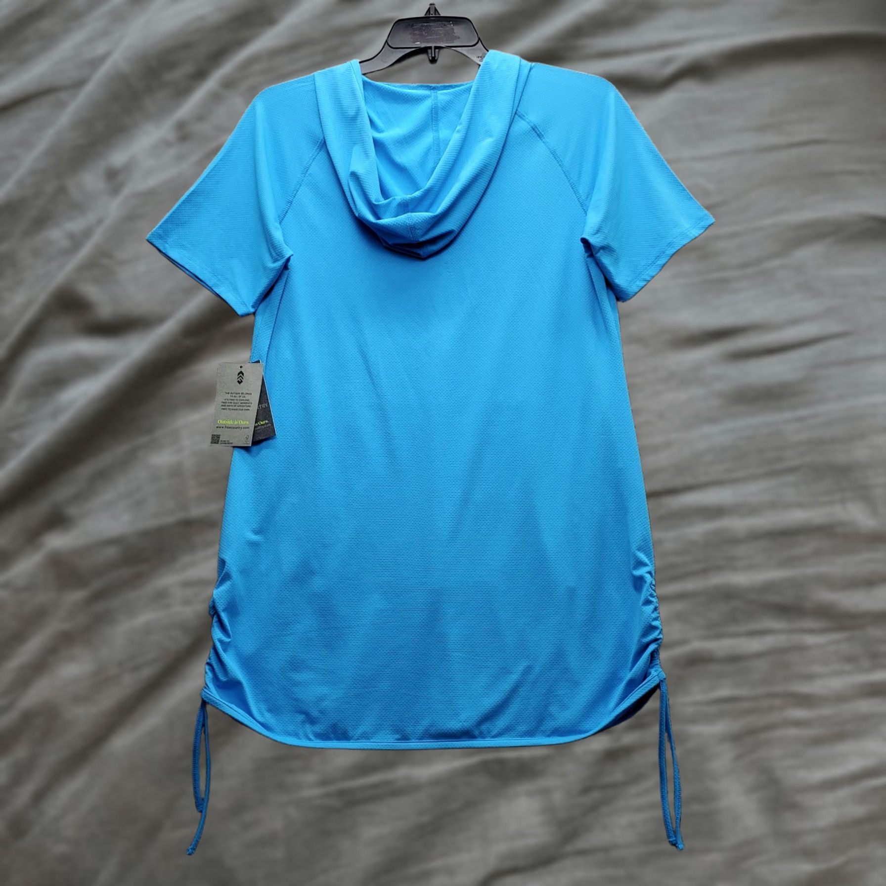 Free Country Free Country Sundress Women L Blue Short Sleeve Ruched Sun UPF 50 SZLSS5808 Size 36" / US 14 / IT 50 - 1 Thumbnail