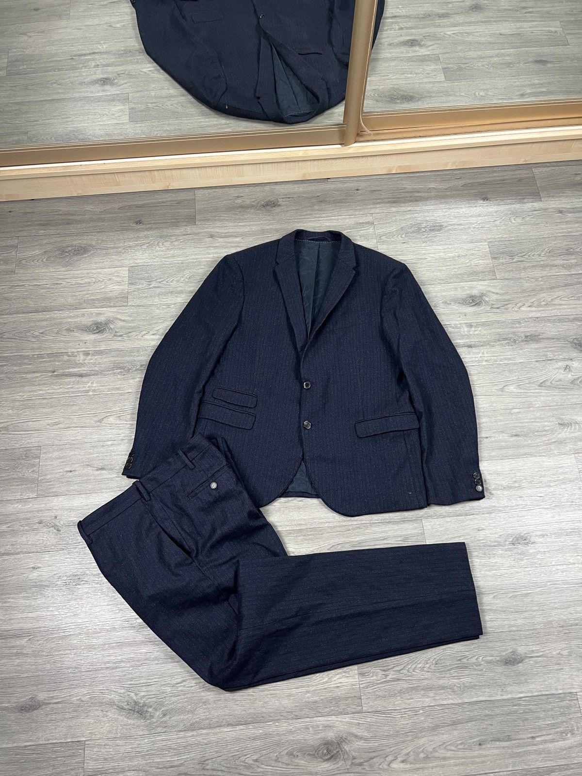 Neil Barrett Neil Barrett Navy and White Wool Pinstripe Suit Mens Size 56 Size 46R - 1 Thumbnail