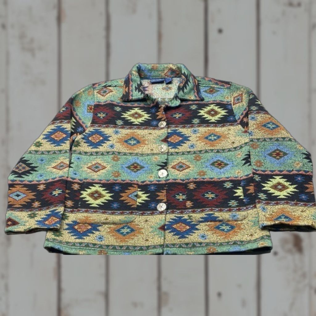 Vintage VINTAGE Jane Ashley Womans Medium Casual Lifestyle Southwestern Aztec Tapestry Jacket Size M / US 6-8 / IT 42-44 - 1 Thumbnail
