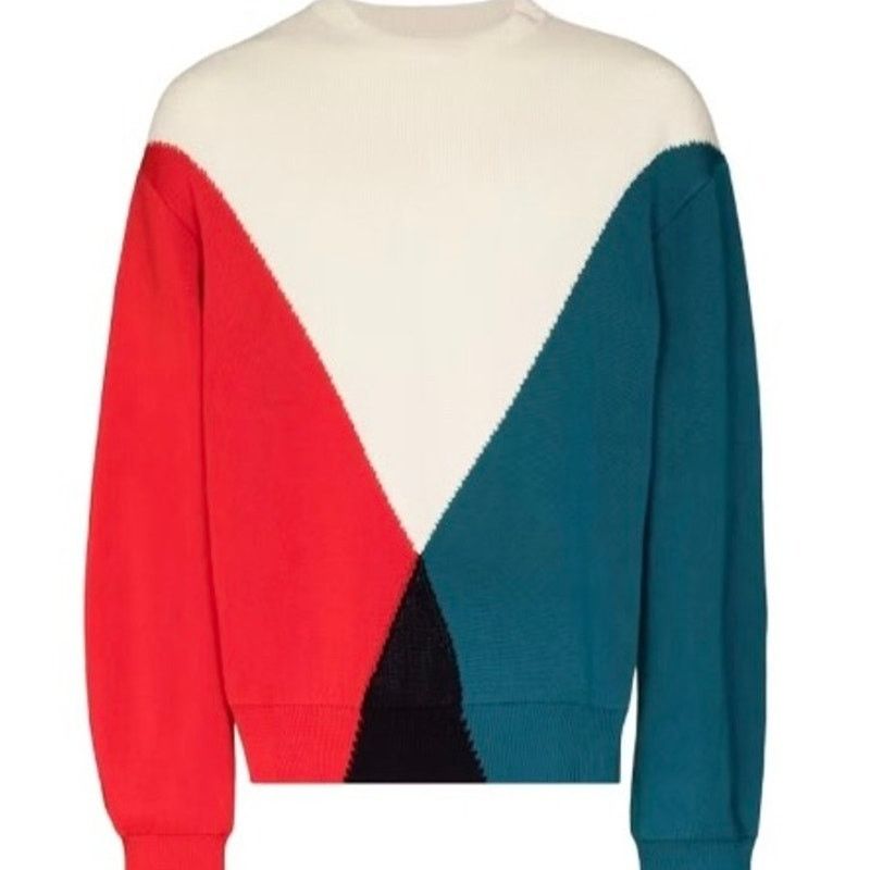 Jil Sander JIL SANDER: Men's Colorblock Cotton/Wool Sweater - 46 (S) Size US S / EU 44-46 / 1 - 3 Thumbnail