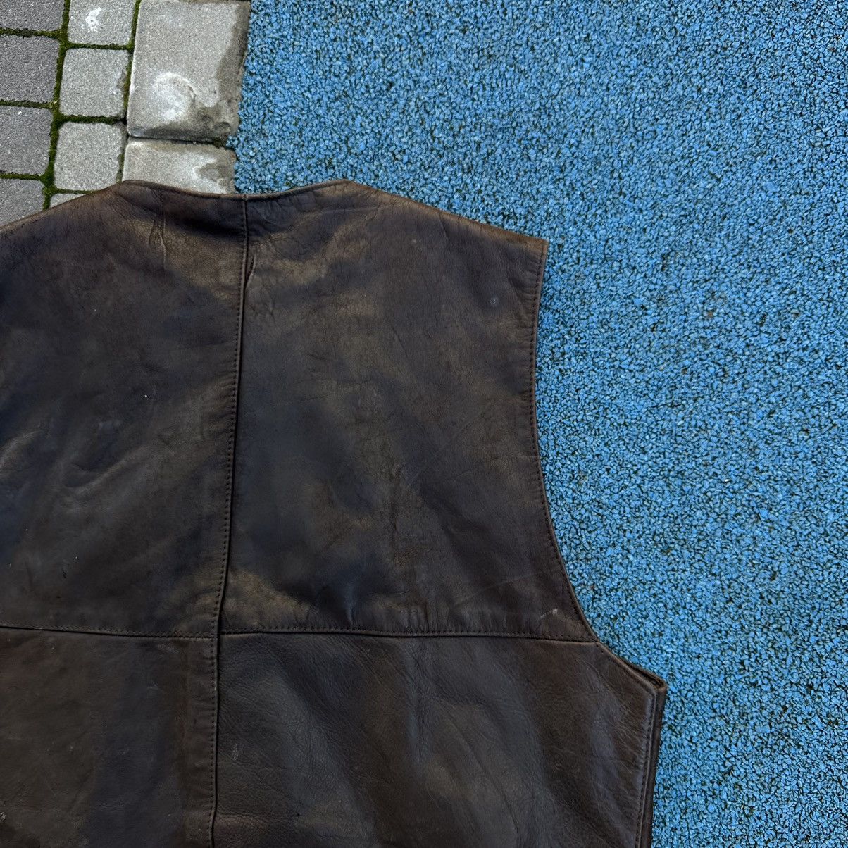 If Six Was Nine × Japanese Brand × Leather Vintage Japanese Style Leather Vest Moto Hype Distressed Size US L / EU 52-54 / 3 - 7 Thumbnail