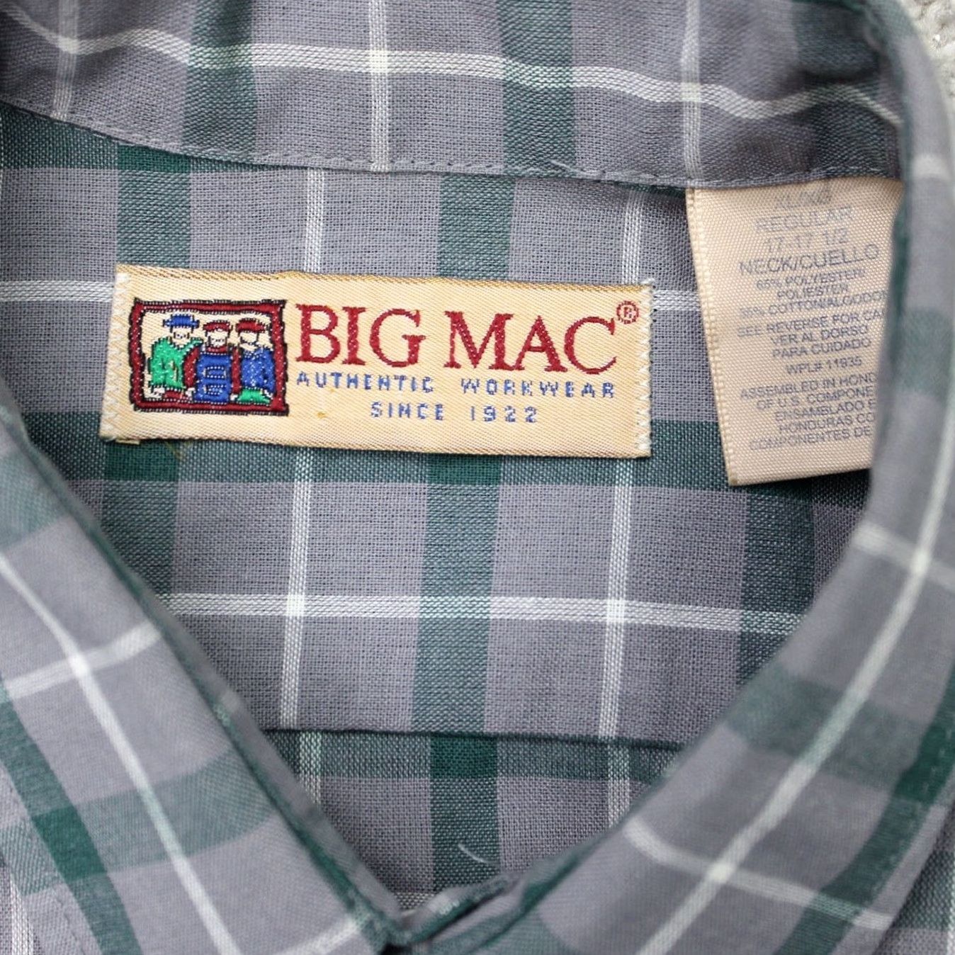 Vintage VTG Big Mac Shirt Mens XL Green/Gray Plaid Flannel Long Sleeve Button-Up 90s y2k Regular Chest 54 in Winter Fall Spring Mens Size US XL / EU 56 / 4 - 6 Thumbnail