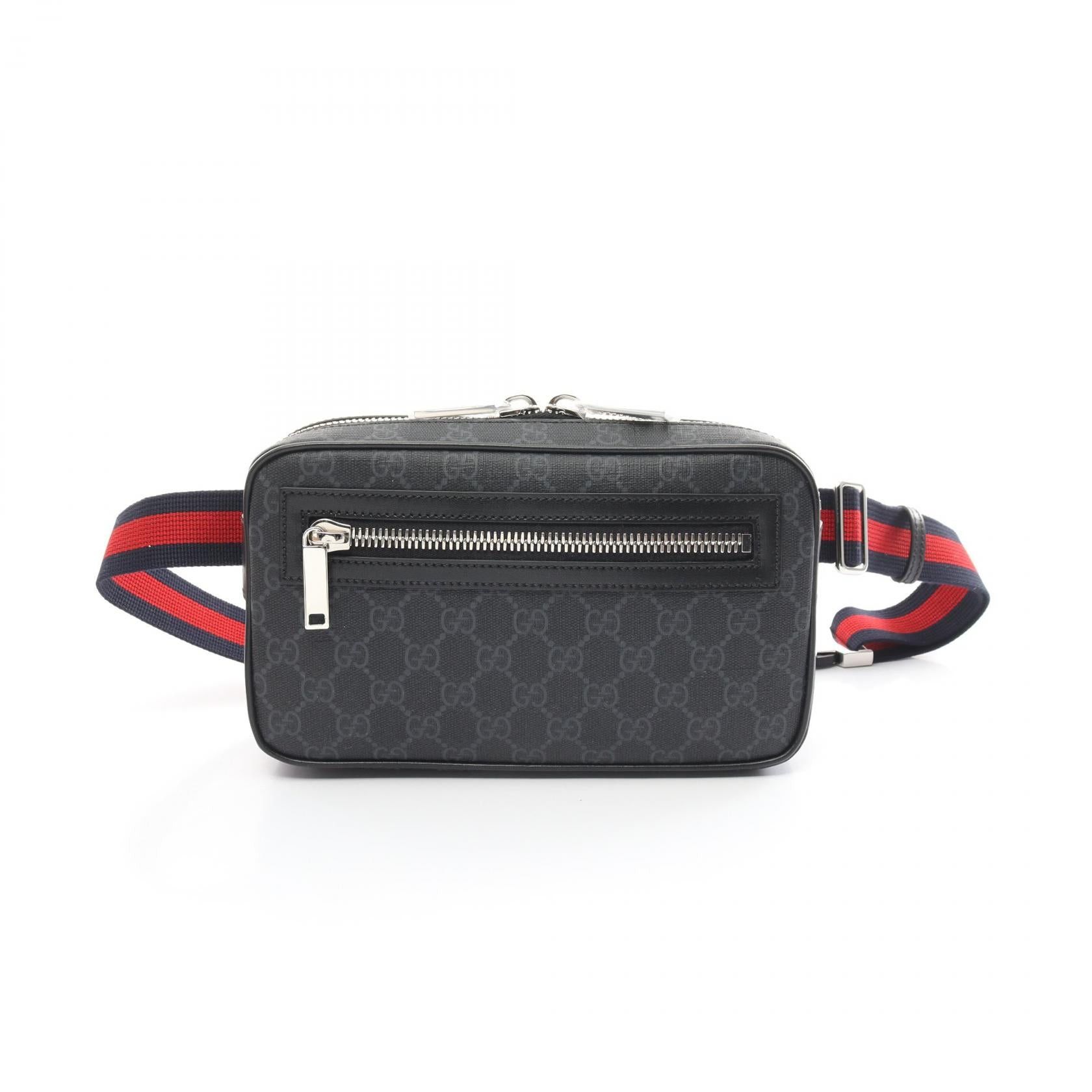 Gucci Gucci Gg Supreme Belt Bag Body Coated Canvas Leather Black Gray Size ONE SIZE - 1 Thumbnail