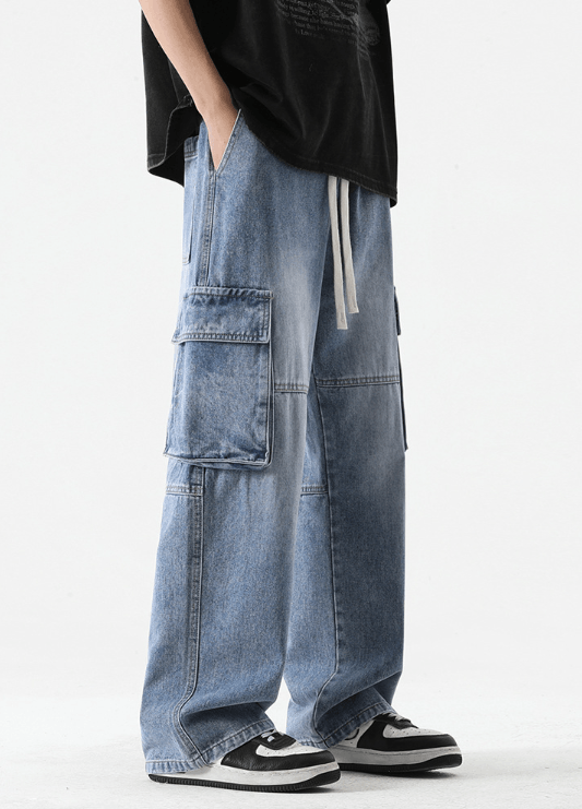 Japanese Brand American retro distressed loose pocket straight cargo jeans Size US 32 / EU 48 - 2 Thumbnail