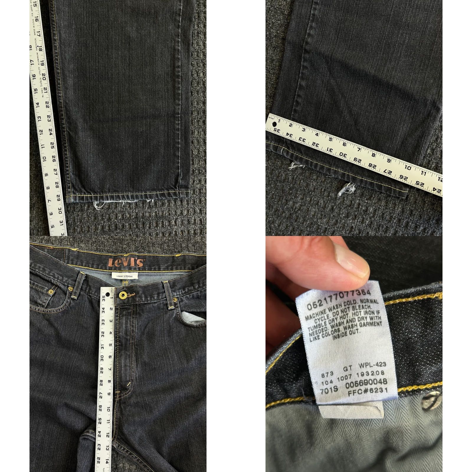 Levi's VINTAGE Levi’s 569 Jeans Straight Denim 38 x 30 Dark Blue Distressed 90s Mens Jeans Size US 38 / EU 54 - 8 Thumbnail