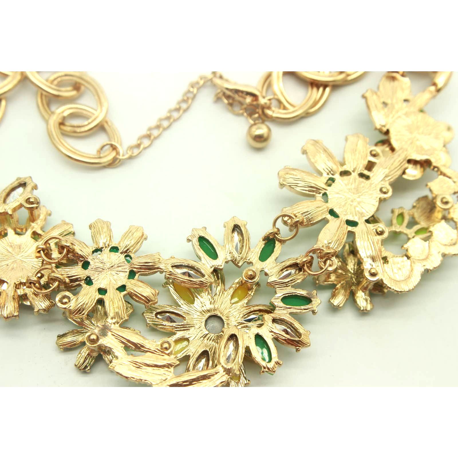 Other Statement Necklace • Yellow & Green Flowers & Rhinestones Size ONE SIZE - 5 Thumbnail
