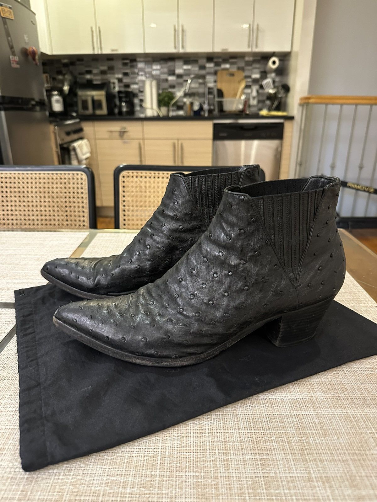 Saint Laurent Ostrich Finn Boots