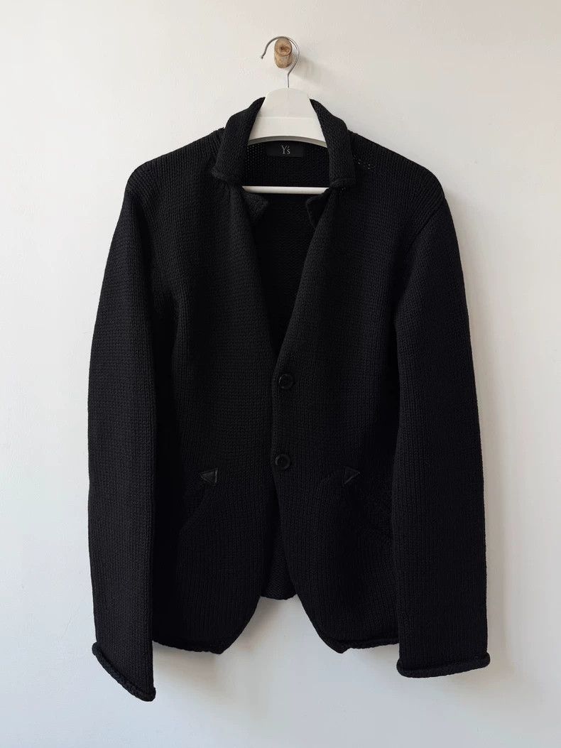 Yohji Yamamoto Knitted Cardigan with Leather Pockets