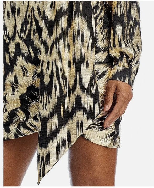 AQUA Aqua Black and gold foil print, faux wrap dress NWT Size M / US 6-8 / IT 42-44 - 3 Thumbnail