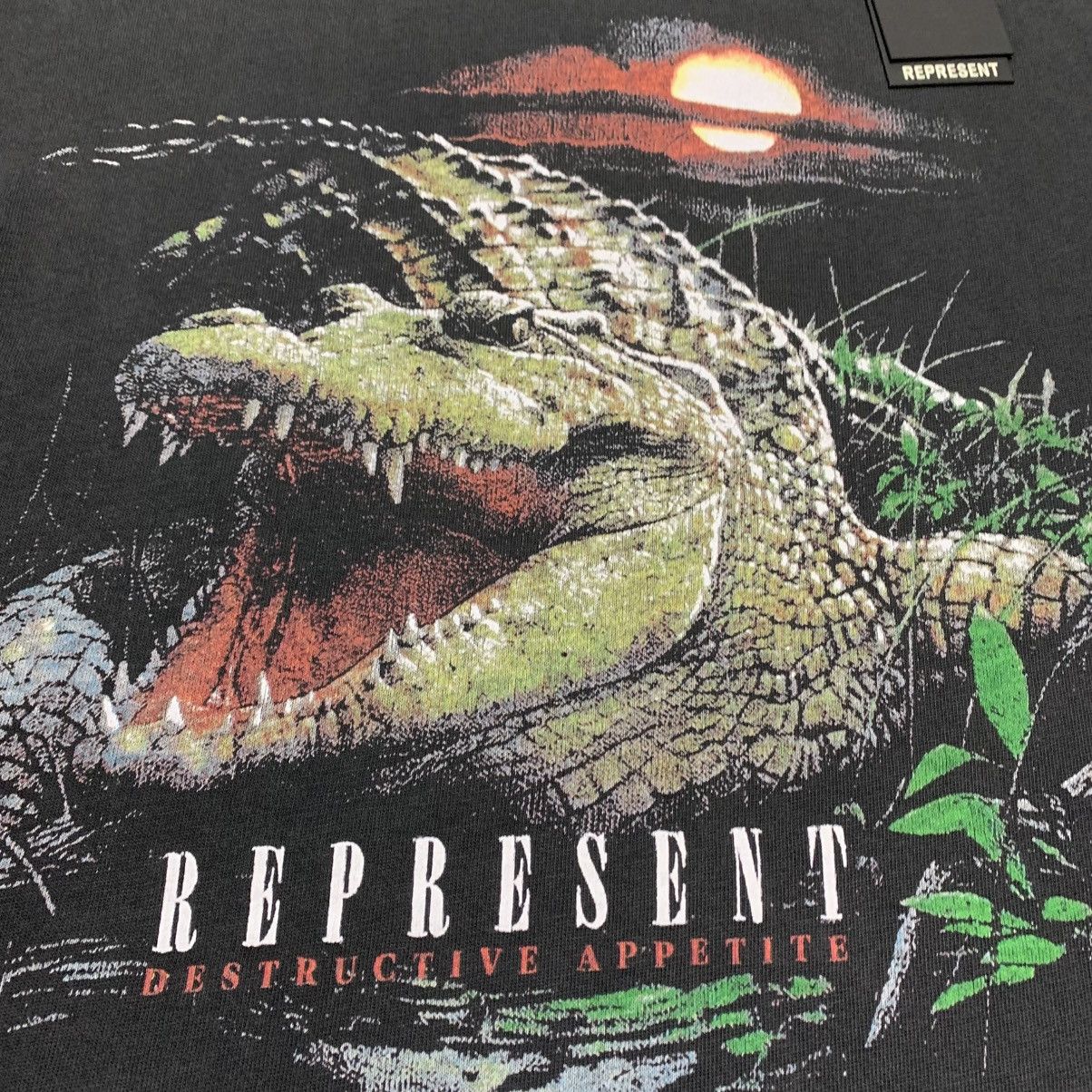 Represent Clo. Represent Small Destructive Appetite Grey Tee Crocodile Size US S / EU 44-46 / 1 - 3 Thumbnail