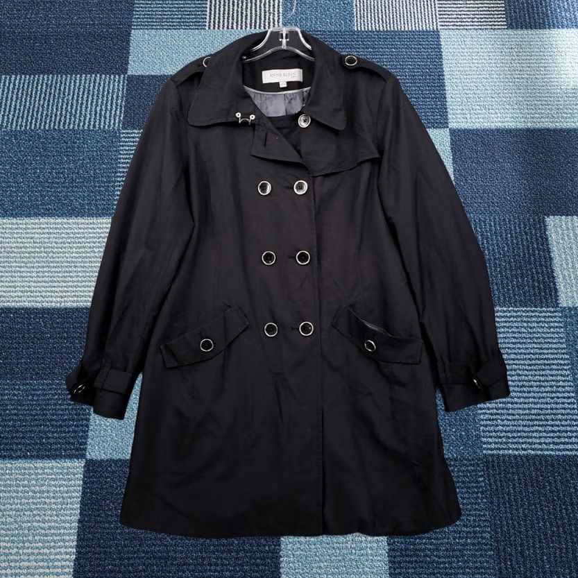 Anne Klein Anne Klein Pea Coat Womens L Black Double Breasted Pockets Long Sleeves Jacket Purse? Size L / US 10 / IT 46 - 1 Thumbnail