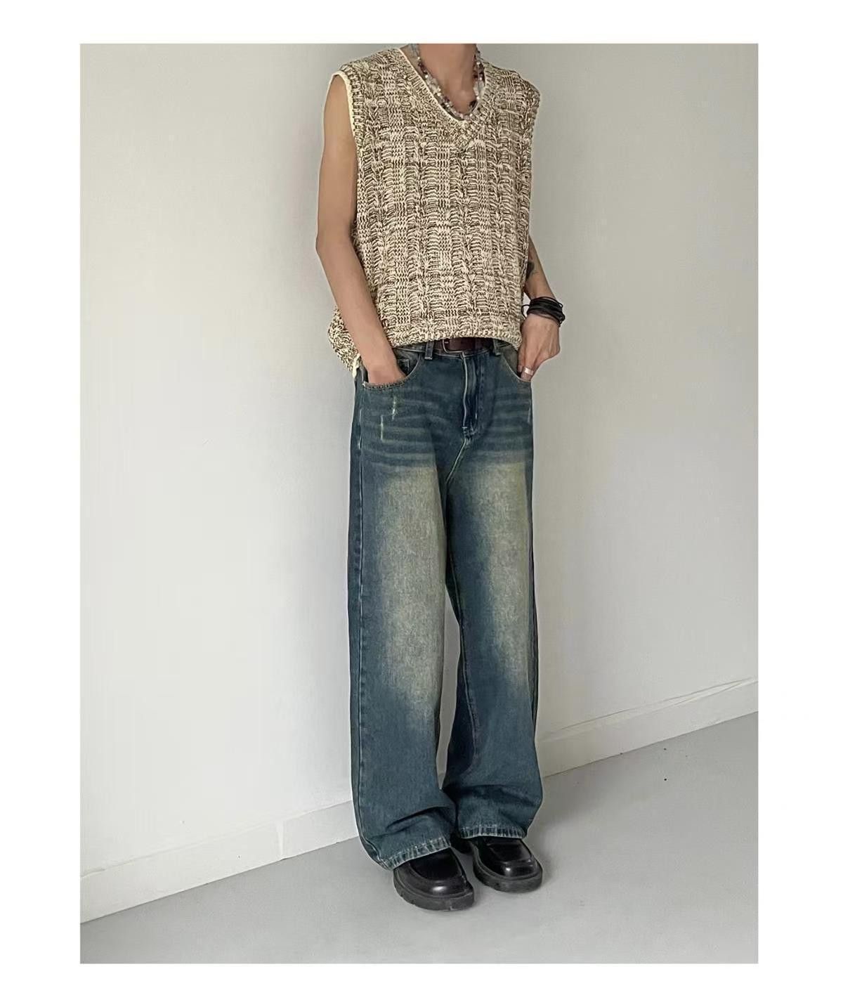 Japanese Brand × Jean Blue washed distressed straight-leg loose-fitting jeans Size US 32 / EU 48 - 2 Thumbnail