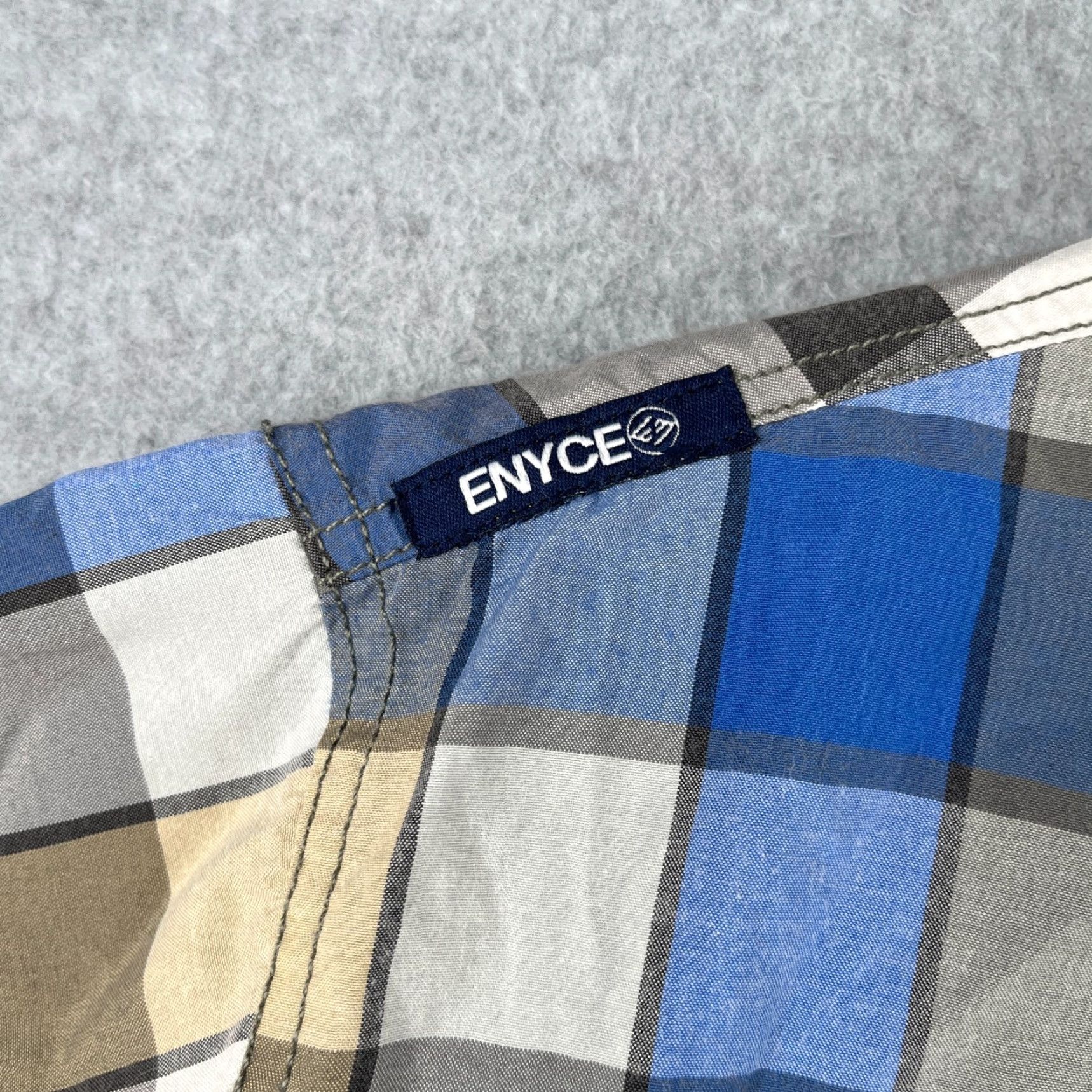 Enyce Enyce Shirt Button-Up Short Sleeve Men Medium Blue Black Check Pocket Button Up Casual Hip Hop Classic Vintage No Size US M / EU 48-50 / 2 - 5 Thumbnail