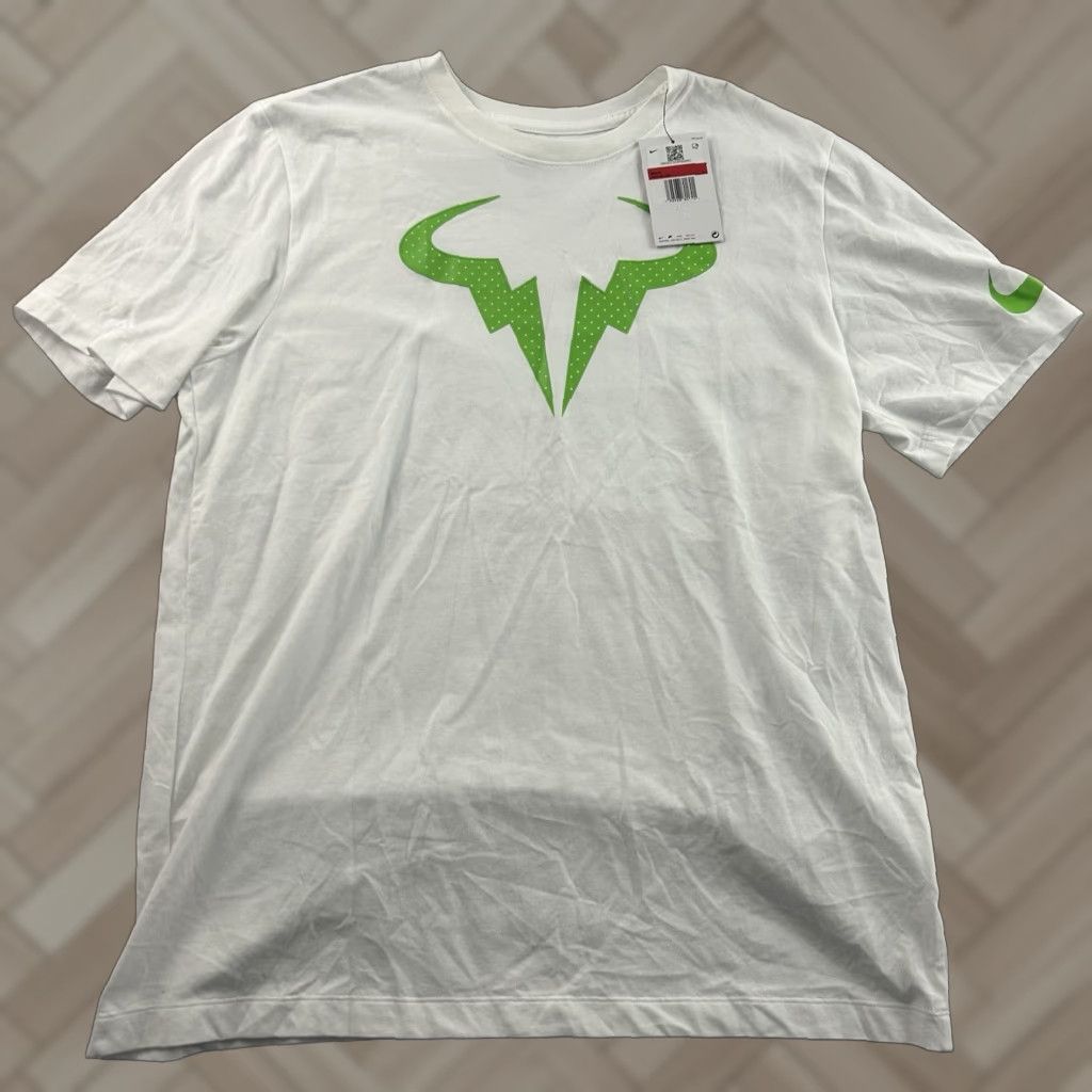 Nike Nike Dri-Fit Rafe Nadal Short Sleeve T Shirt Men L White Green Size US L / EU 52-54 / 3 - 1 Thumbnail