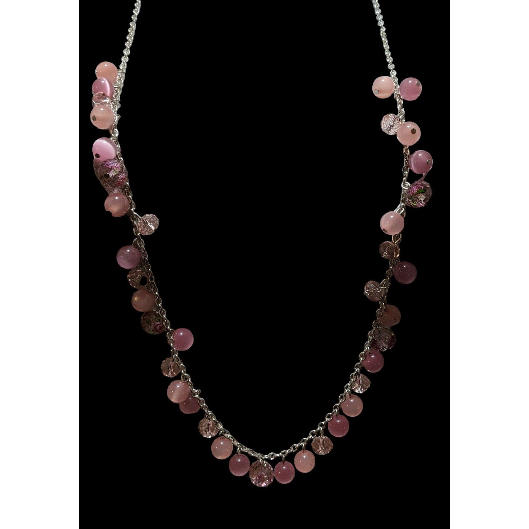 Other Pink & Silver Beaded Fringe Neckalce Size ONE SIZE - 4 Thumbnail