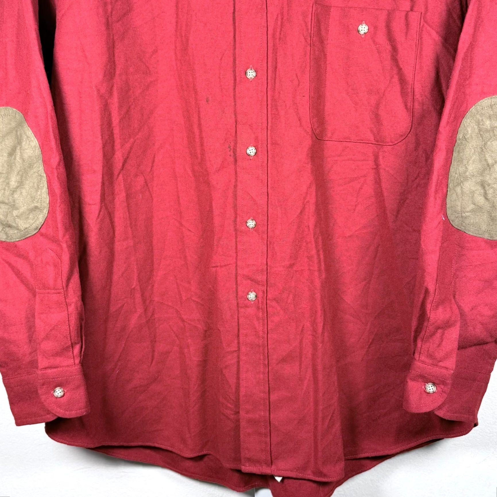 Pendleton VINTAGE Pendleton Shirt Men Red Wool XL Elbow Patch USA Made Stains Size US XL / EU 56 / 4 - 4 Thumbnail