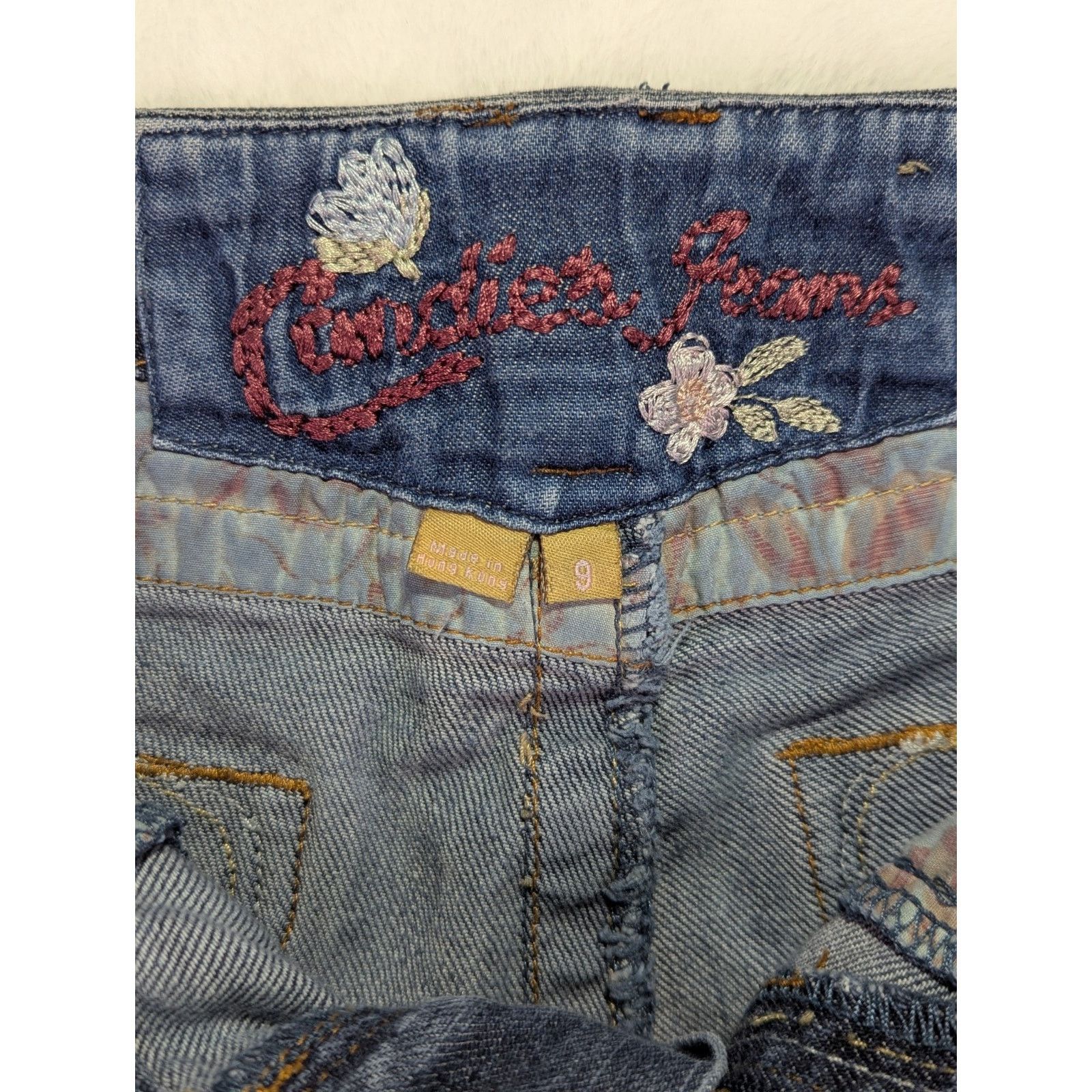 Other Vtg Candie's Y2K Embroidered Distressed Straight Jeans Sz 9 Size 33" - 8 Thumbnail