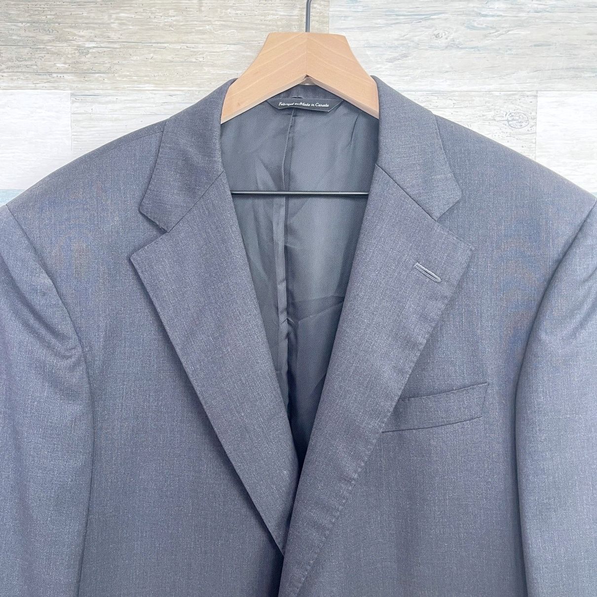 Samuelsohn Samuelsohn Wool Greenwich Suit Charcoal Gray Mens 43R Size 42R - 3 Thumbnail