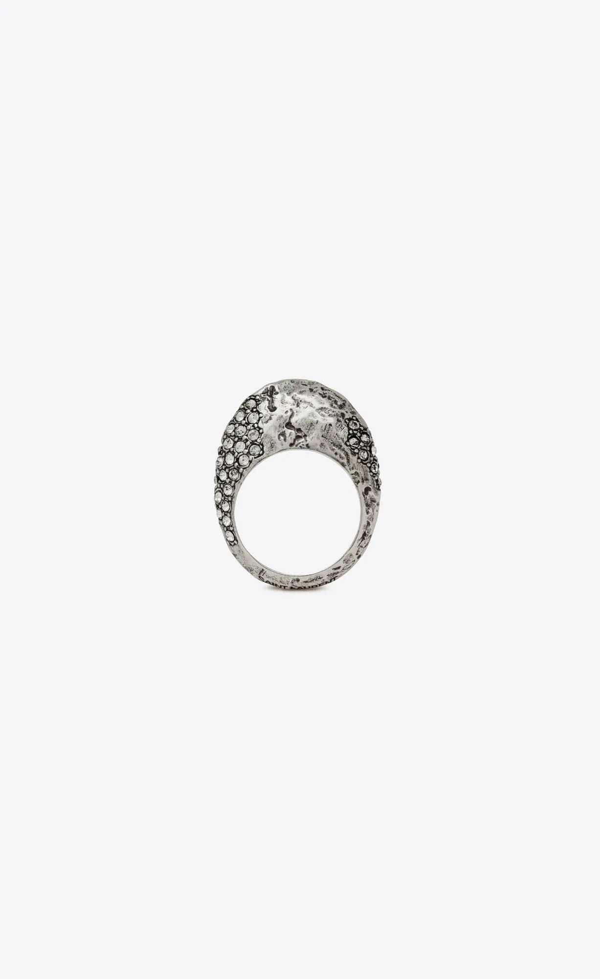 Saint Laurent Paris o1s1wg110325 Size: 07 / 715905 Bumpy Rhinestone Ring Metal Size ONE SIZE - 1 Thumbnail