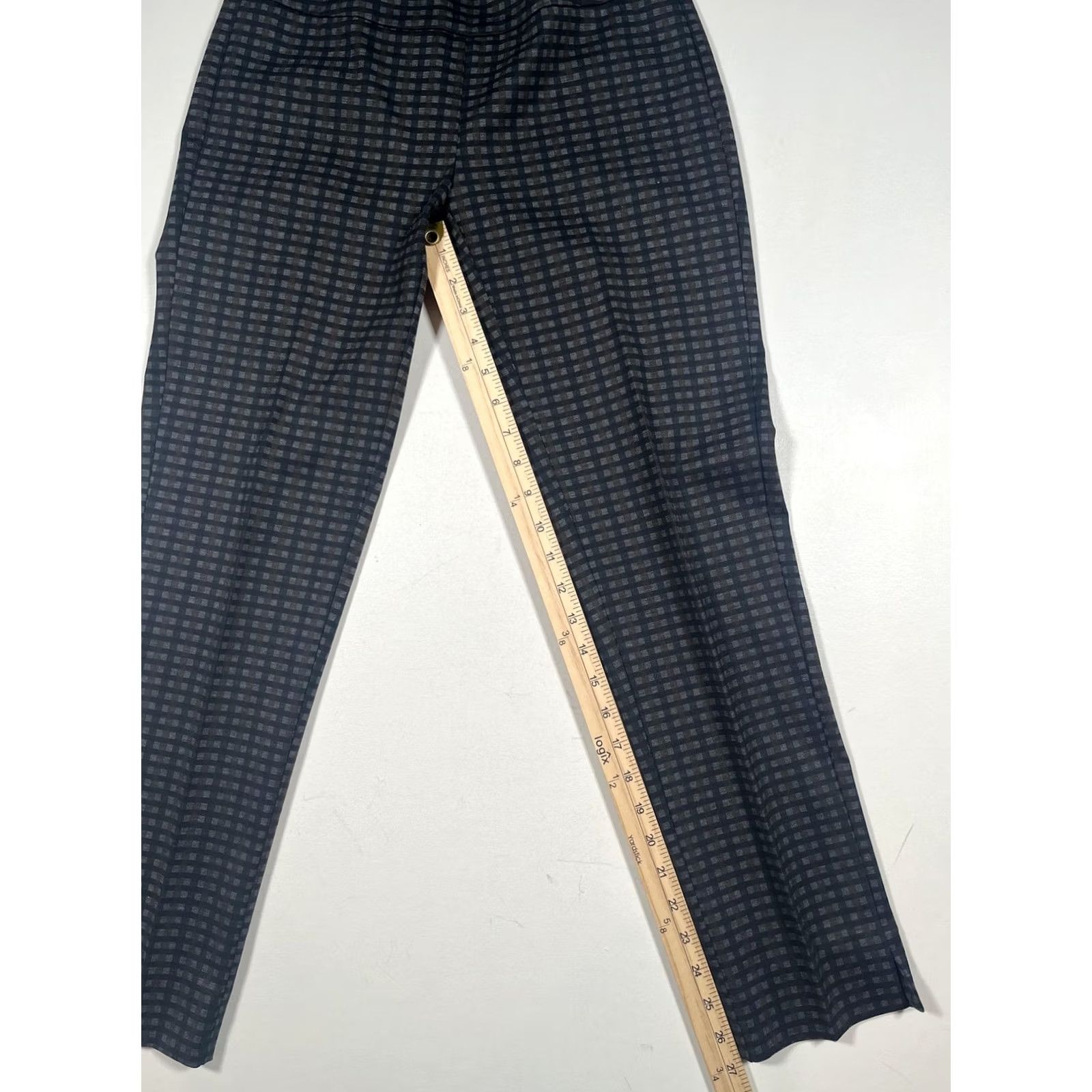 Vintage Zac & Rachel Pants Womens Small Gray Check Plaid Stretch Pull On Ankle Size 28" / US 6 / IT 42 - 5 Thumbnail