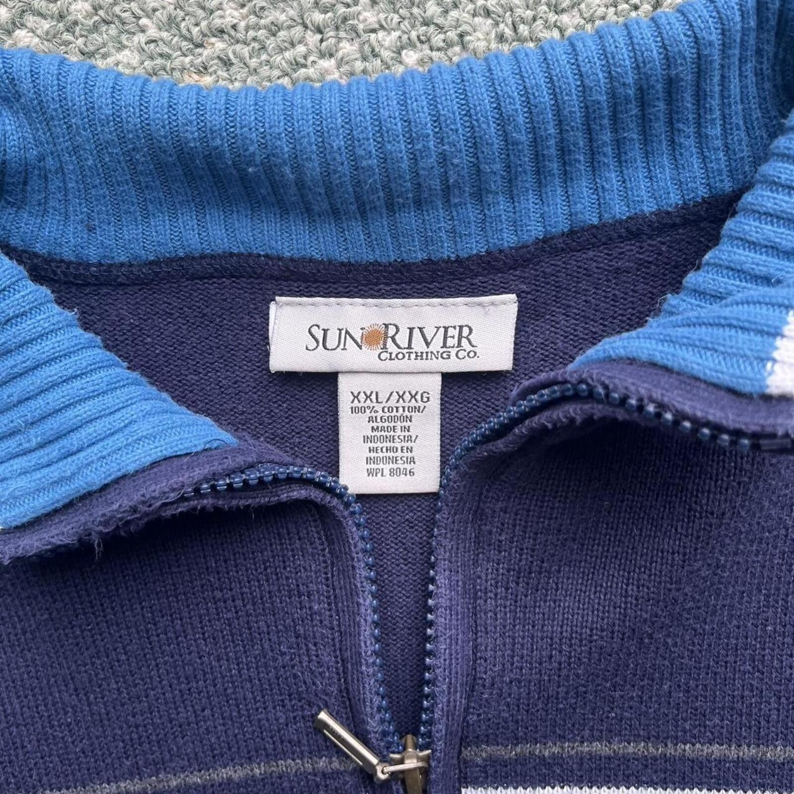 Other Sun River 1/4 Zip Striped Knit Sweater Navy Blue Men's 2XL Size US XXL / EU 58 / 5 - 3 Thumbnail
