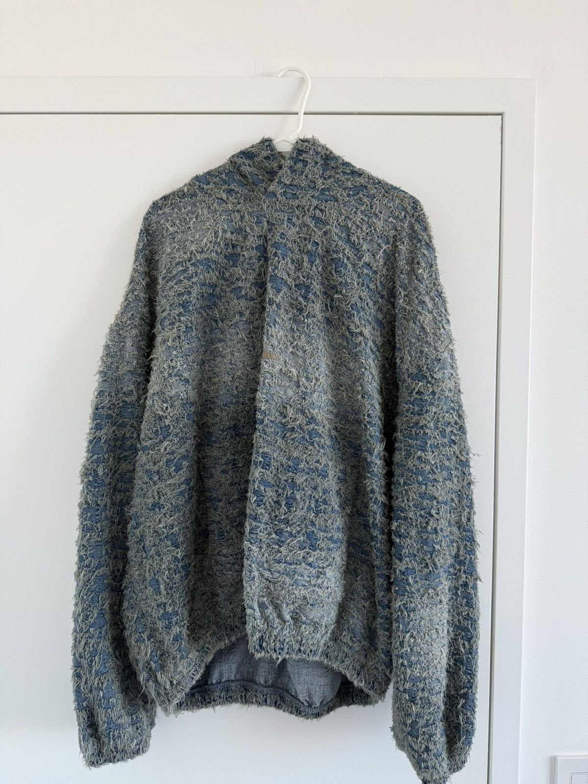 We11done navy twisted denim hoodie