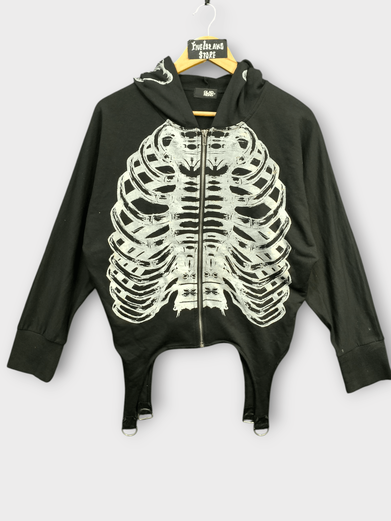 Japanese Brand GLAD NEWS Skeleton Zip Hoodie Harajuku Punk Gothic Y2K Size US M / EU 48-50 / 2 - 1 Thumbnail