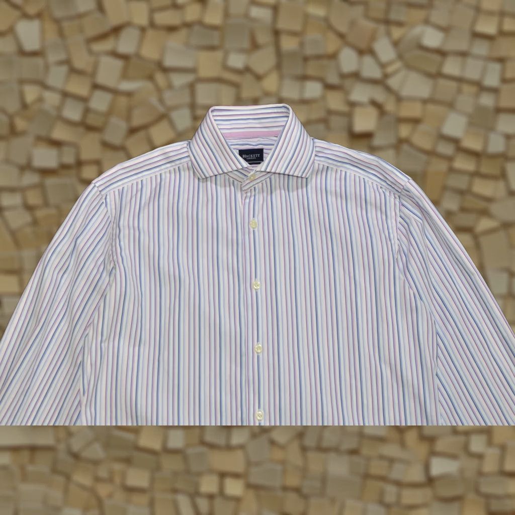 Hackett Hackett London Shirt Men 14.5 Pastel Stripe 100's 2 Ply Cotton HM300651 Multicolor Dress Shirt Size US M / EU 48-50 / 2 - 1 Thumbnail