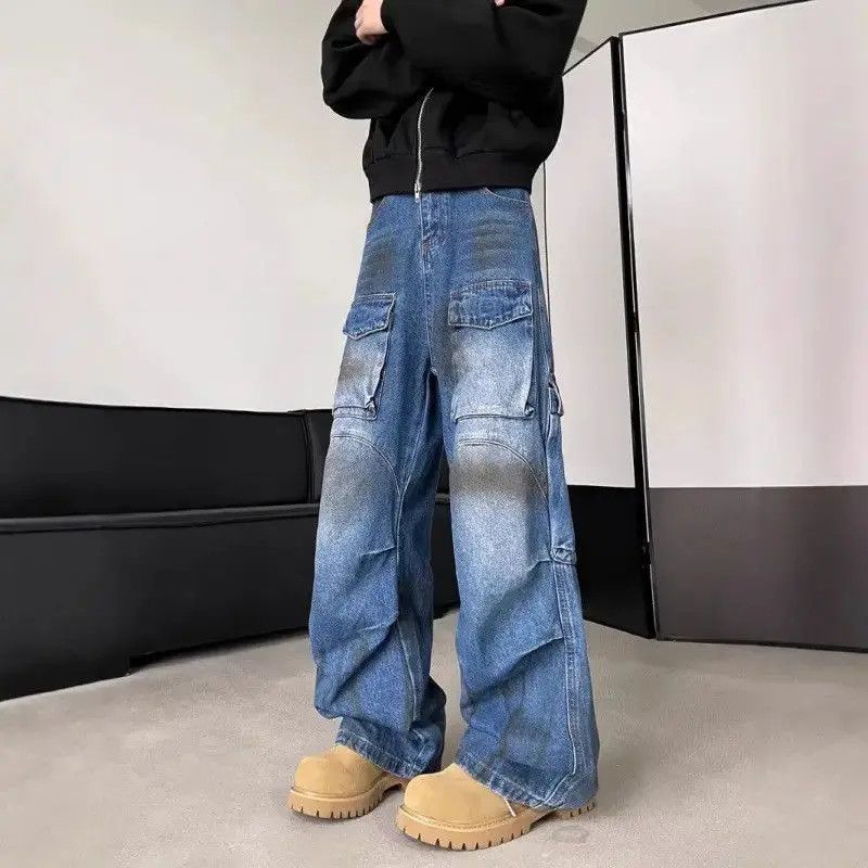 Japanese Brand Retro loose straight pocket jeans Size US 32 / EU 48 - 3 Thumbnail
