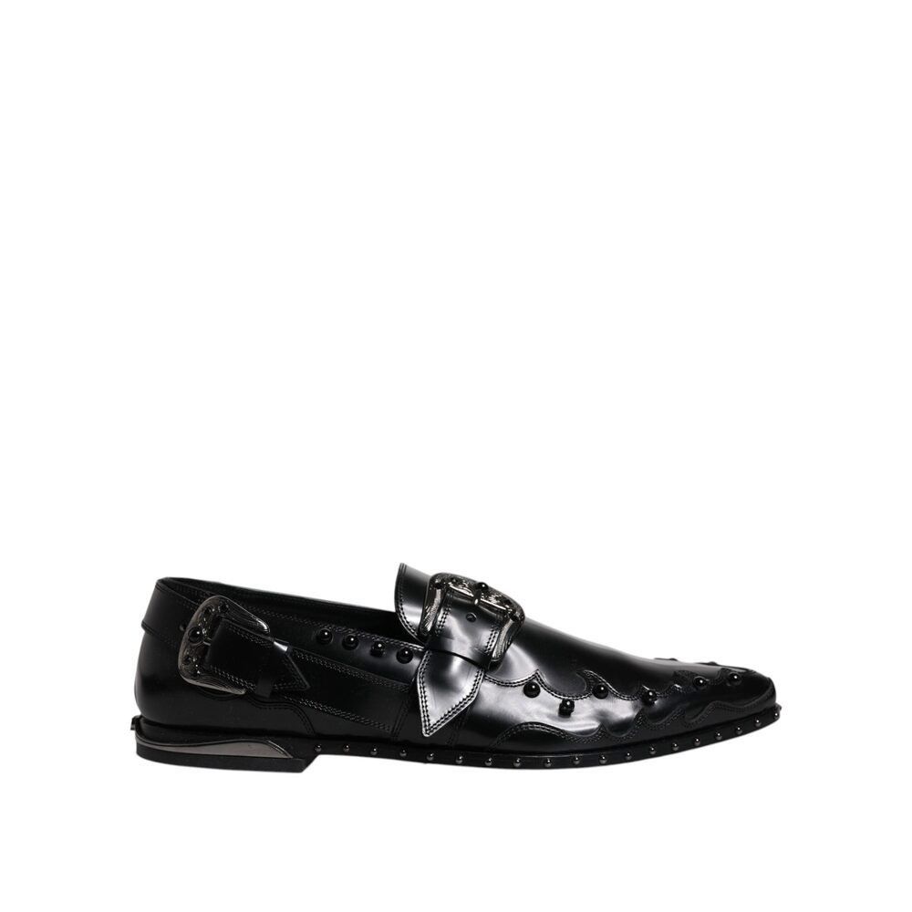 Dolce & Gabbana Dolce & Gabbana Black Embellished Derby Monk Strap Shoes Size US 11 / EU 44 - 6 Thumbnail