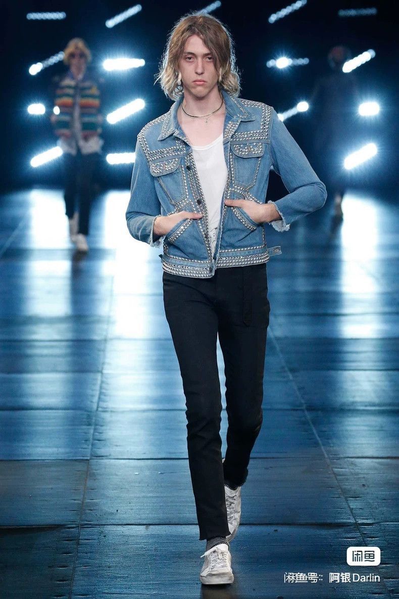 Saint Laurent Paris Saint Laurent Paris Saint Laurent Blue Studded Denim Jacke Size US XS / EU 42 / 0 - 6 Thumbnail