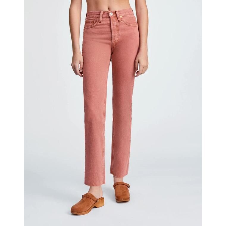 $250 NEW RE/DONE 70s STOVE PIPE JEANS IN WASHED CLAY SZ 26
