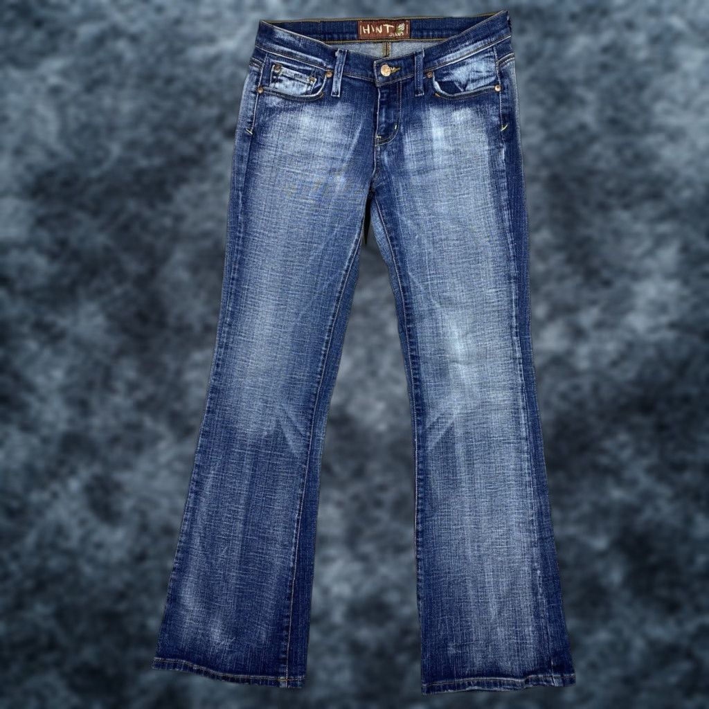 Vintage Vtg Hint Jeans Womens 9 Blue Flare Bootcut Low Rise Distressed Pockets Y2K Size 30" / US 8 / IT 44 - 1 Thumbnail