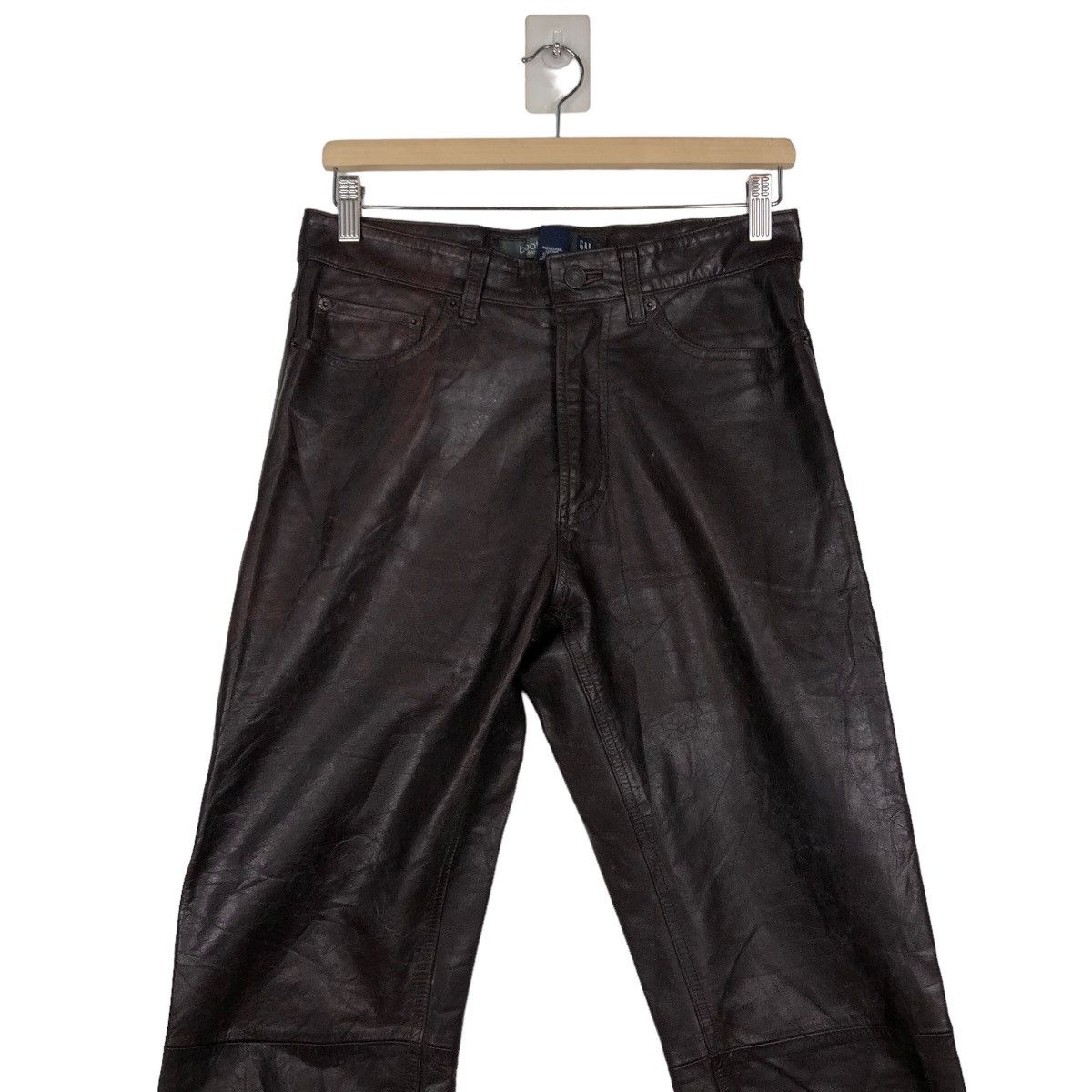 Genuine Leather 🔥Rich Brown Leather Biker Jacket Gap Inspire Issey Miyake Size US 30 / EU 46 - 4 Thumbnail